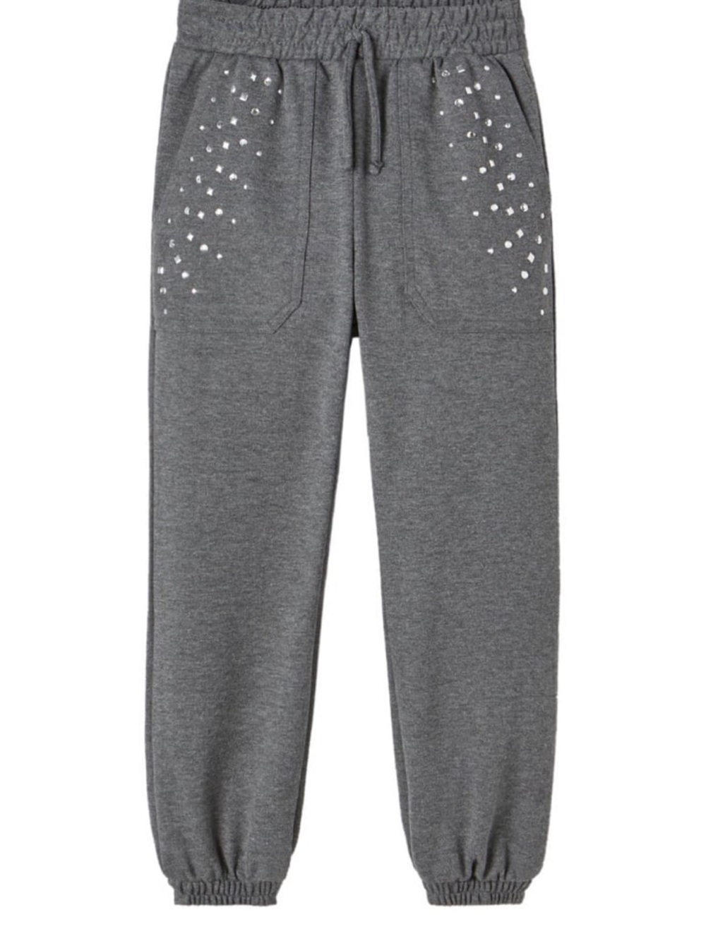 Zara Grey Rhinestone-Accent Jogger Sweatpants